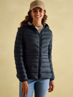 Kenley Navy Showerproof Padded Coat with Hood