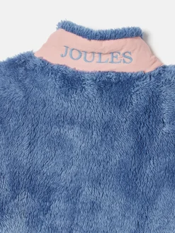 Kids' Always Cosy Blue Colourblock Quarter Zip Borg Fleece