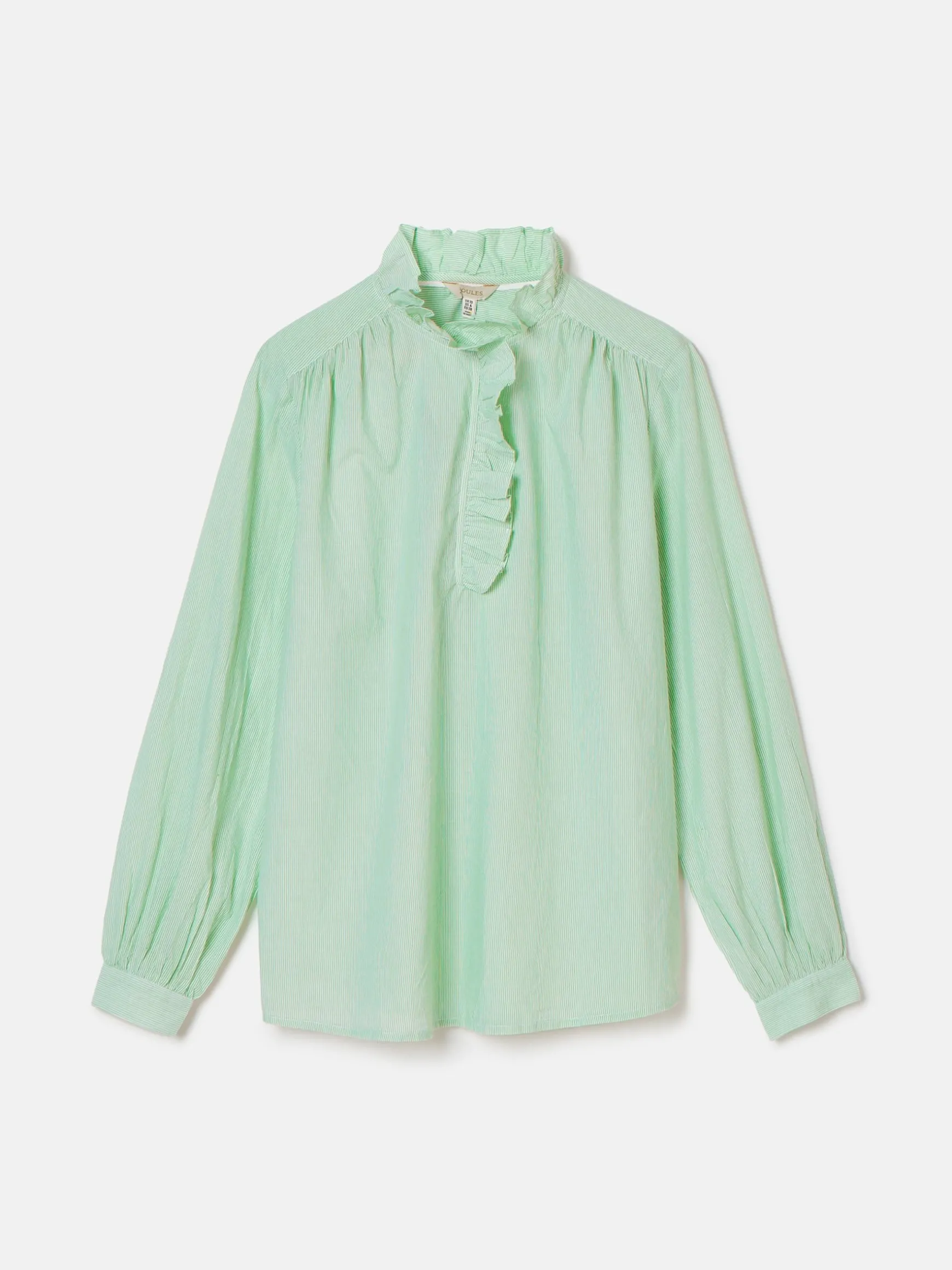 Melanie Green/White Cotton Ruffle Blouse