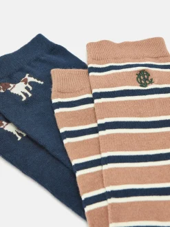 Men's Kingsbury Navy/Camel 2 Pack Socks (size 7-12)