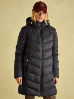 Moorsdale Black Mid Length Showerproof Padded Coat