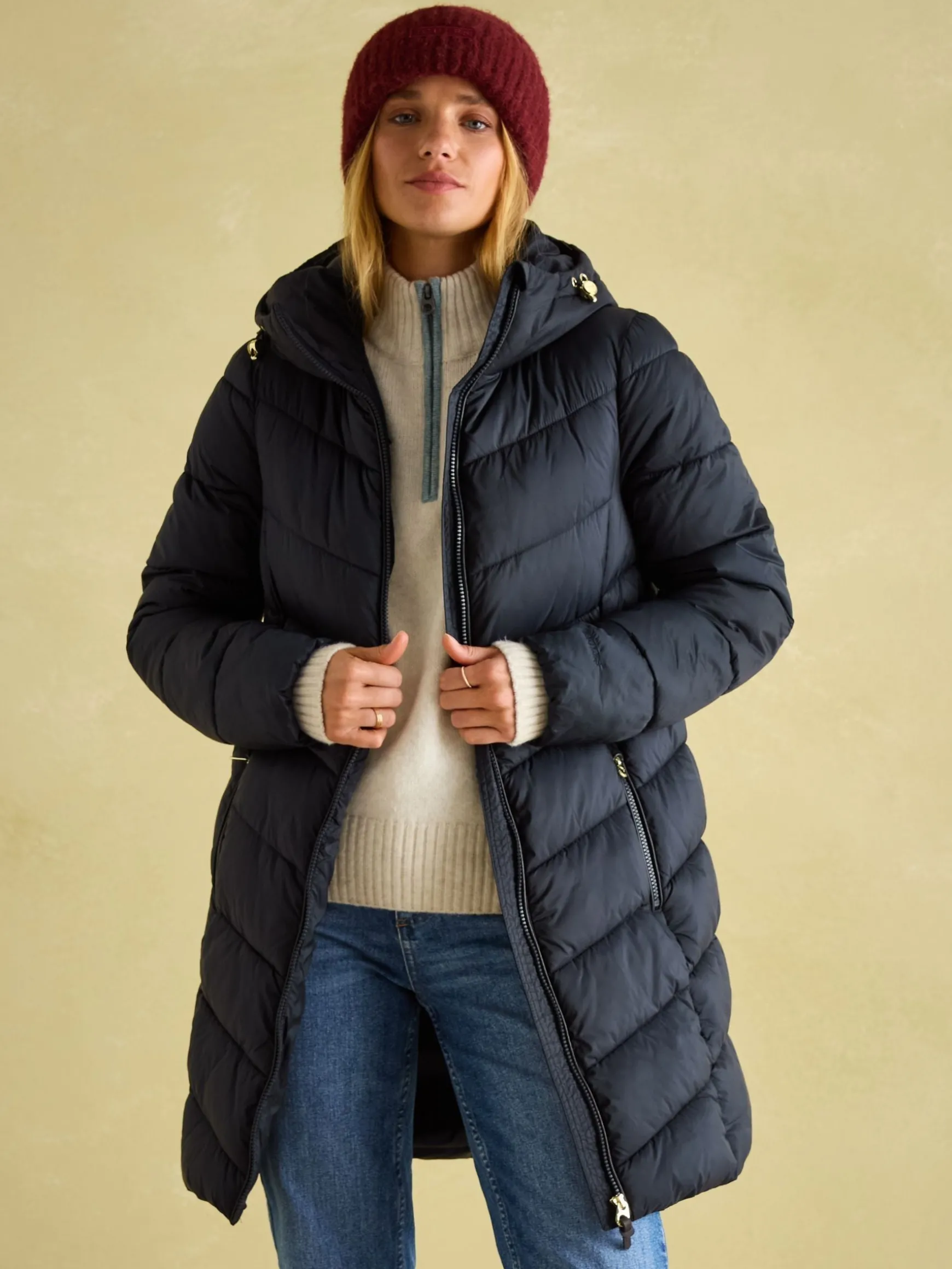 Moorsdale Navy Mid Length Showerproof Padded Coat