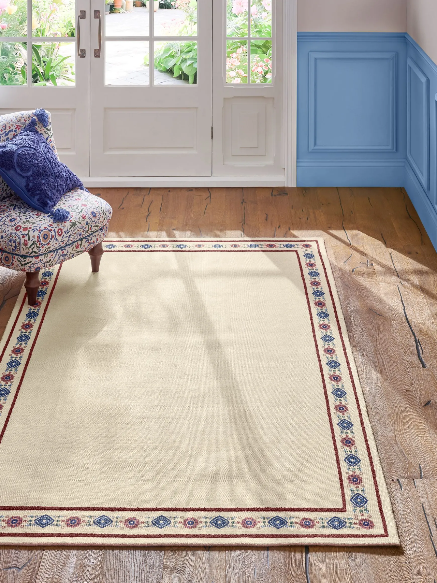 Natural Blenheim Cotton Border Rug