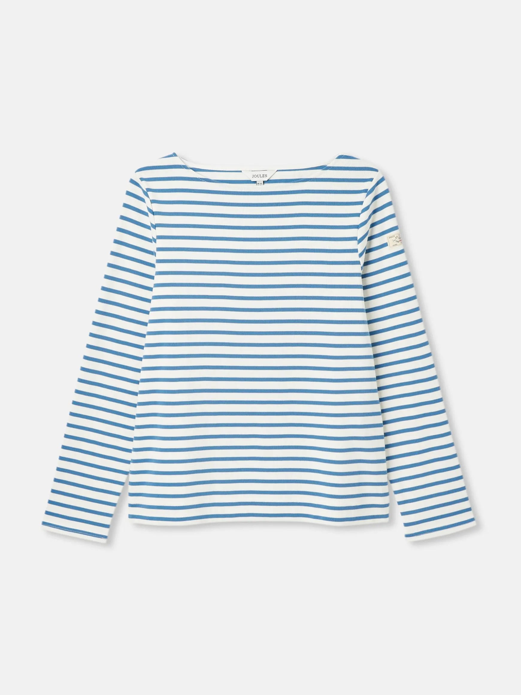 New Harbour Cream & Blue Striped Boat Neck Breton Top