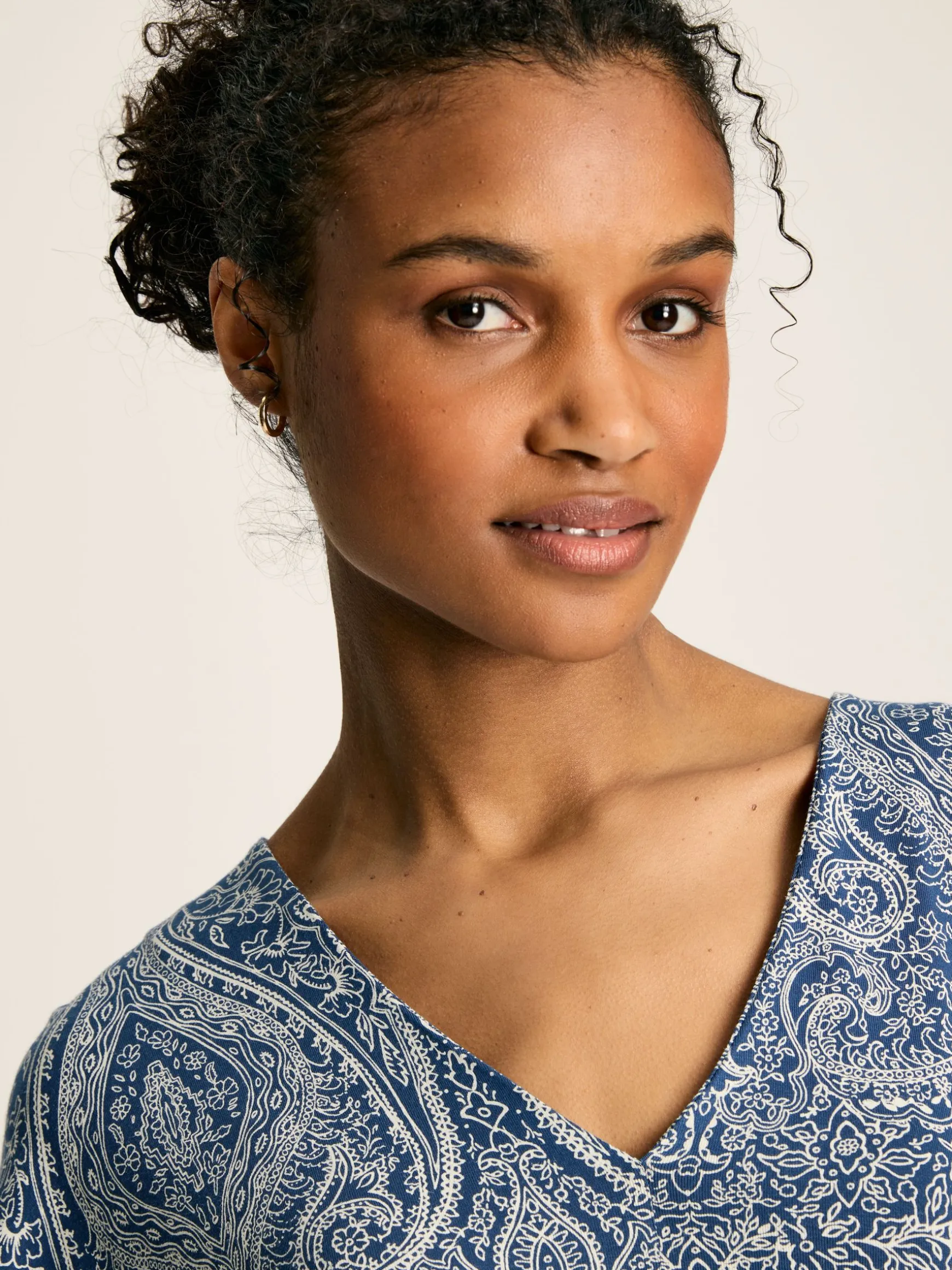 Nia Blue Jersey V-Neck Beach Dress