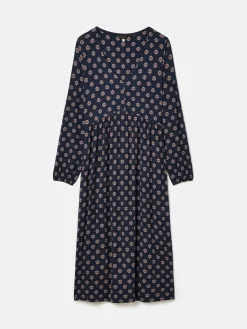 Nia Navy Long Sleeve Midaxi Dress