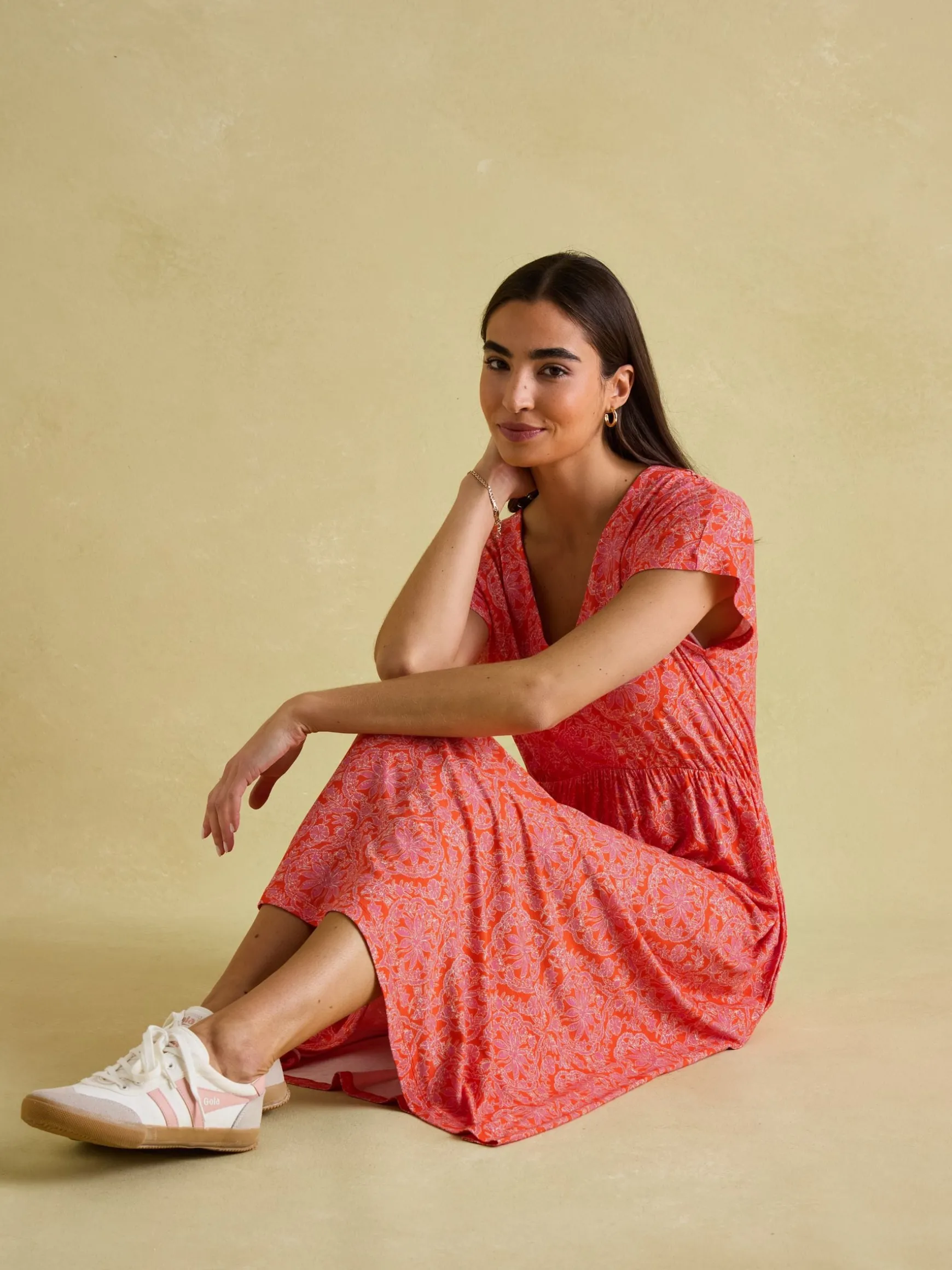 Nia Pink Jersey V-Neck Beach Dress