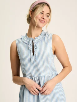 Ophelia Blue & White Sleeveless Tiered Dress
