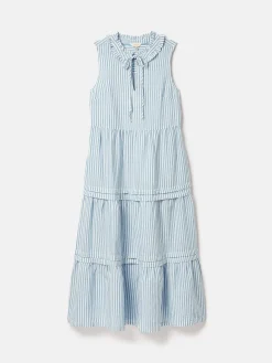 Ophelia Blue & White Sleeveless Tiered Dress
