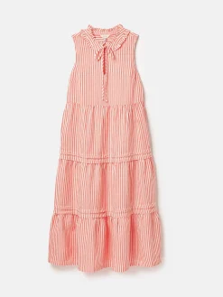 Ophelia Red & White Sleeveless Tiered Dress