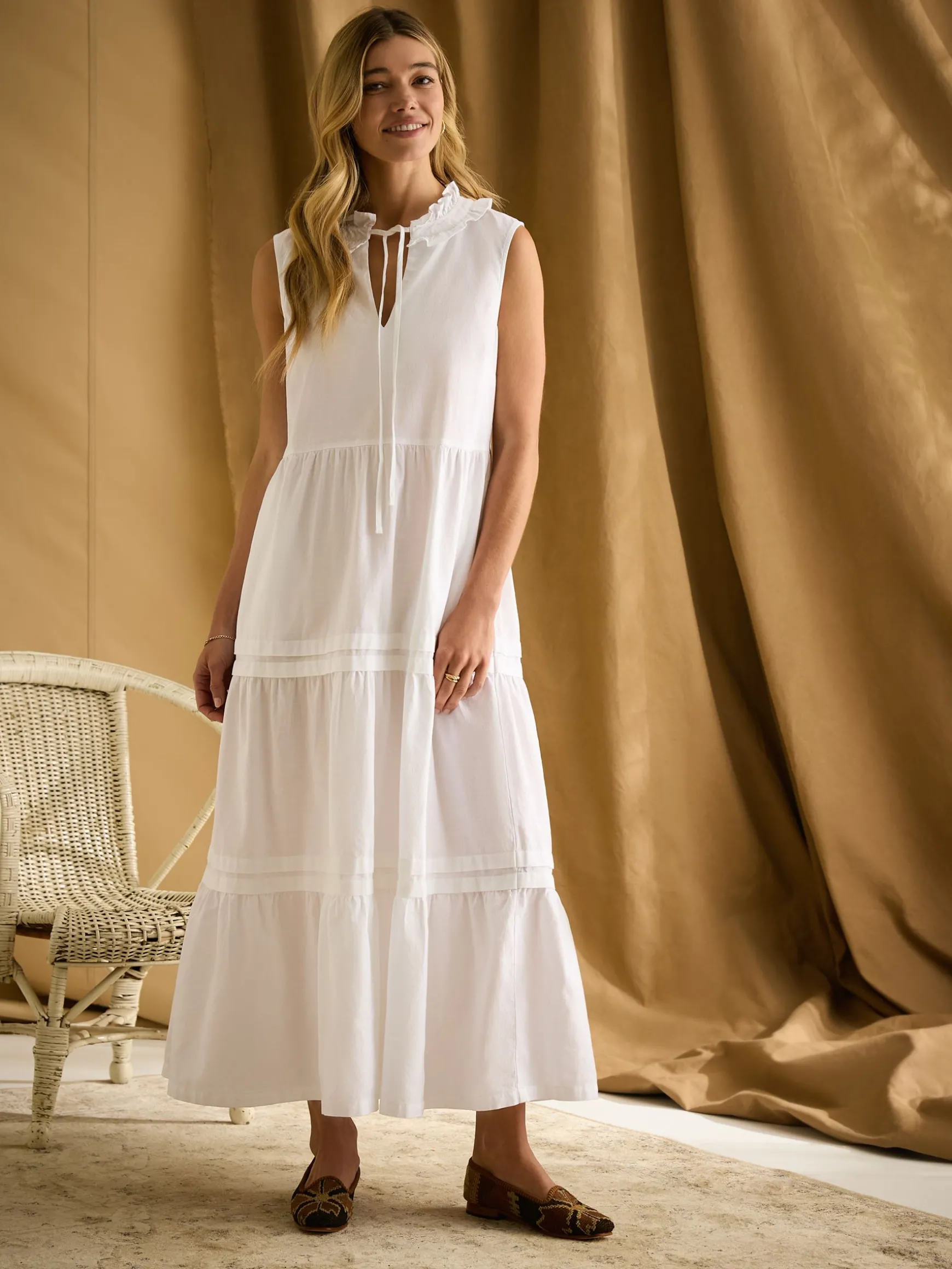 Ophelia White Sleeveless Tiered Dress