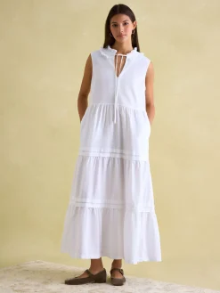 Ophelia White Sleeveless Tiered Dress