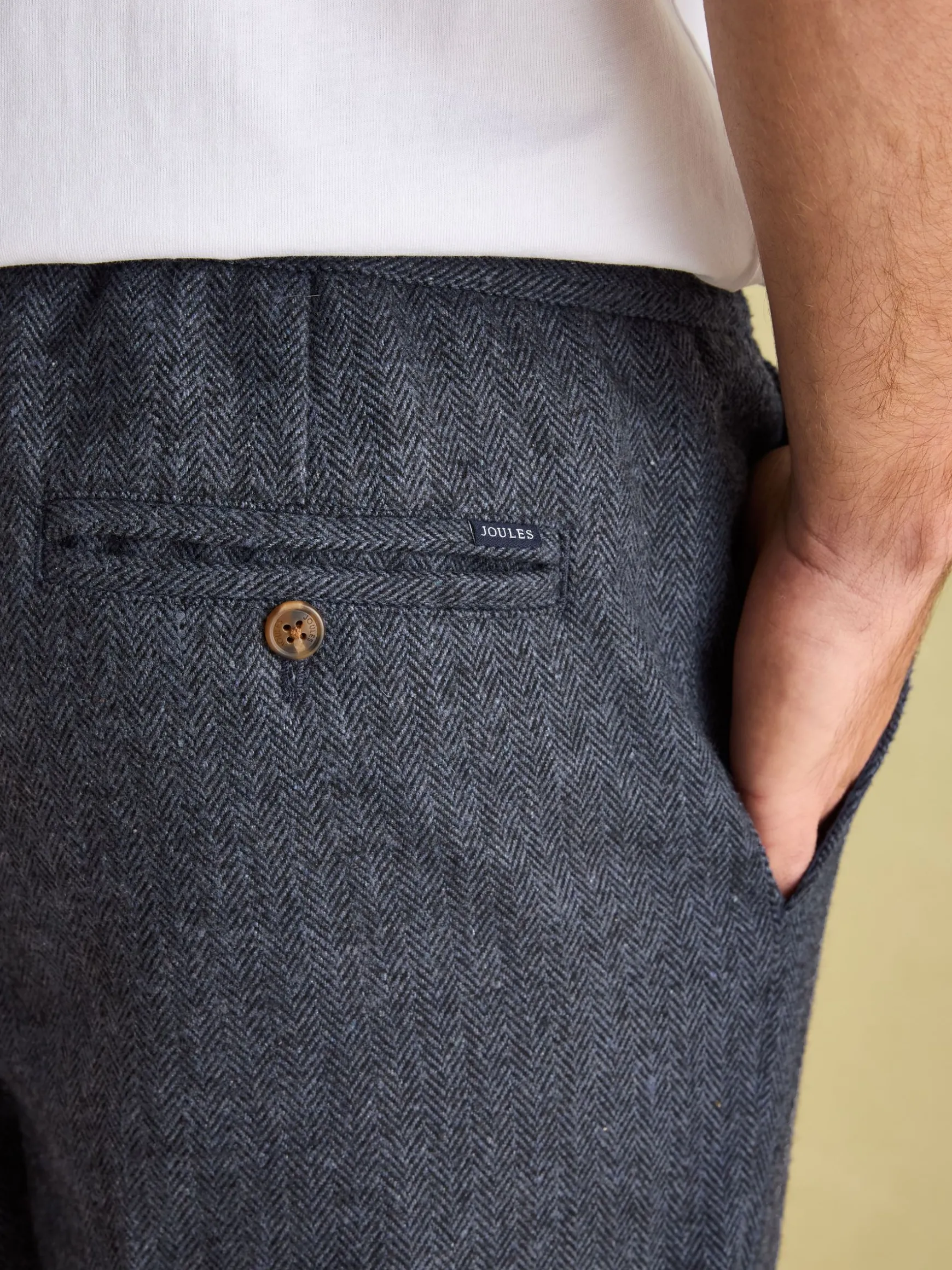 Oundle Navy Herringbone Slim Fit Trousers
