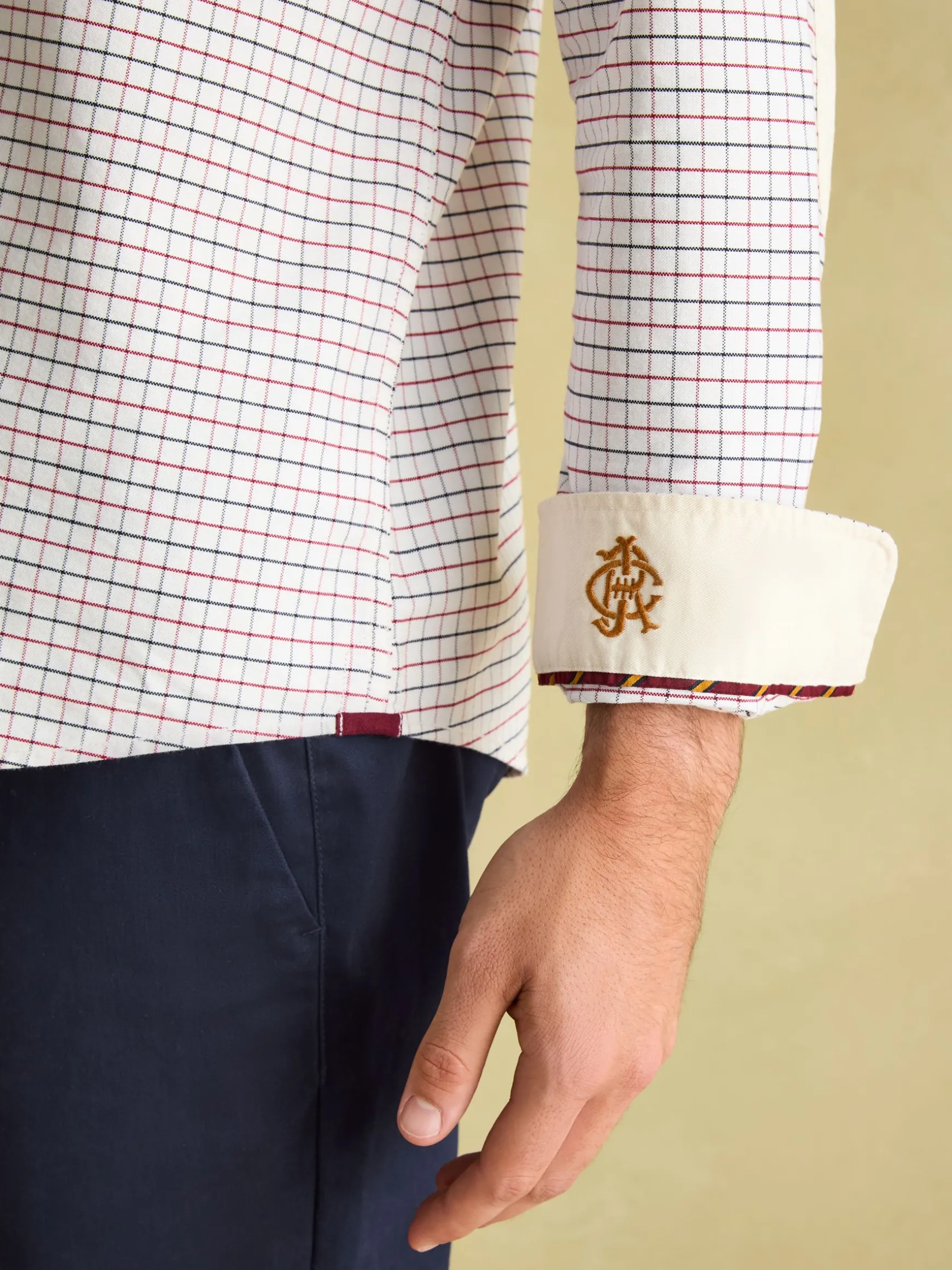 Oxford White Embroidered Check Shirt