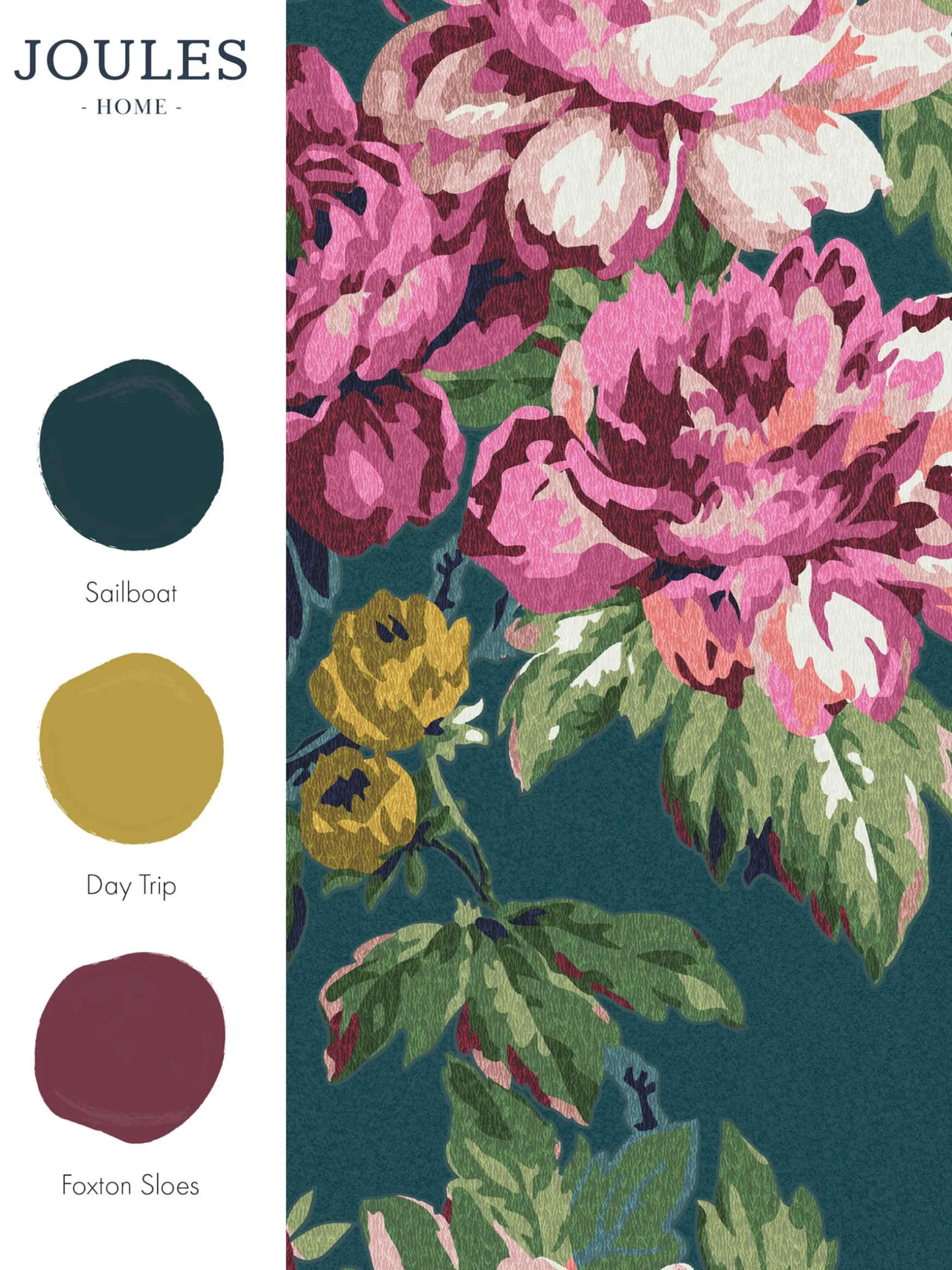 Peacock Blue Invite Floral 10M Wallpaper