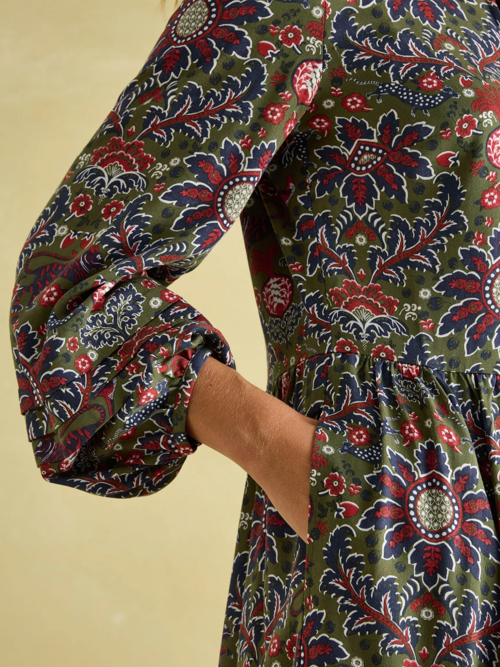 Petunia Khaki Green Frill Neck Dress