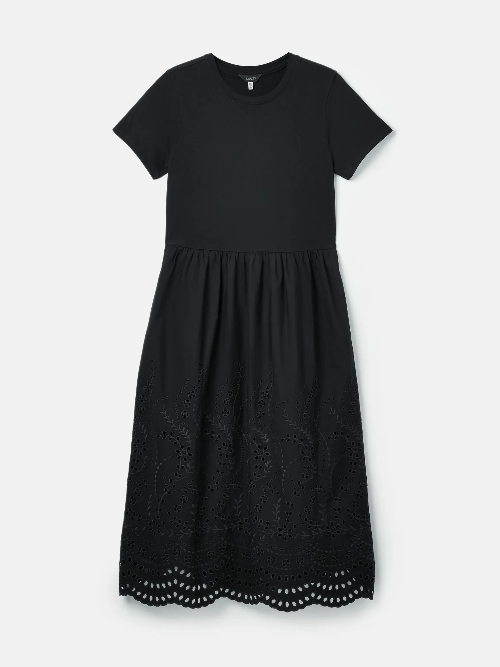 Reid Black Broderie 100% Cotton Dress