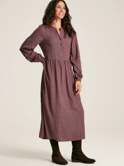 Robyn Burgundy Red Balloon Sleeve Midi Dress