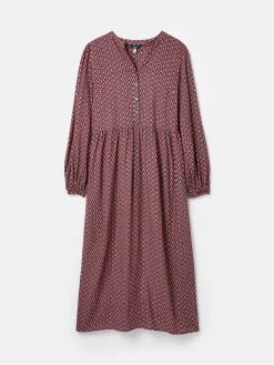 Robyn Burgundy Red Balloon Sleeve Midi Dress
