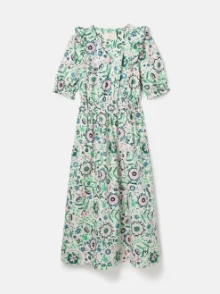 Rosalie Pink/Green V-Neck Frill Dress