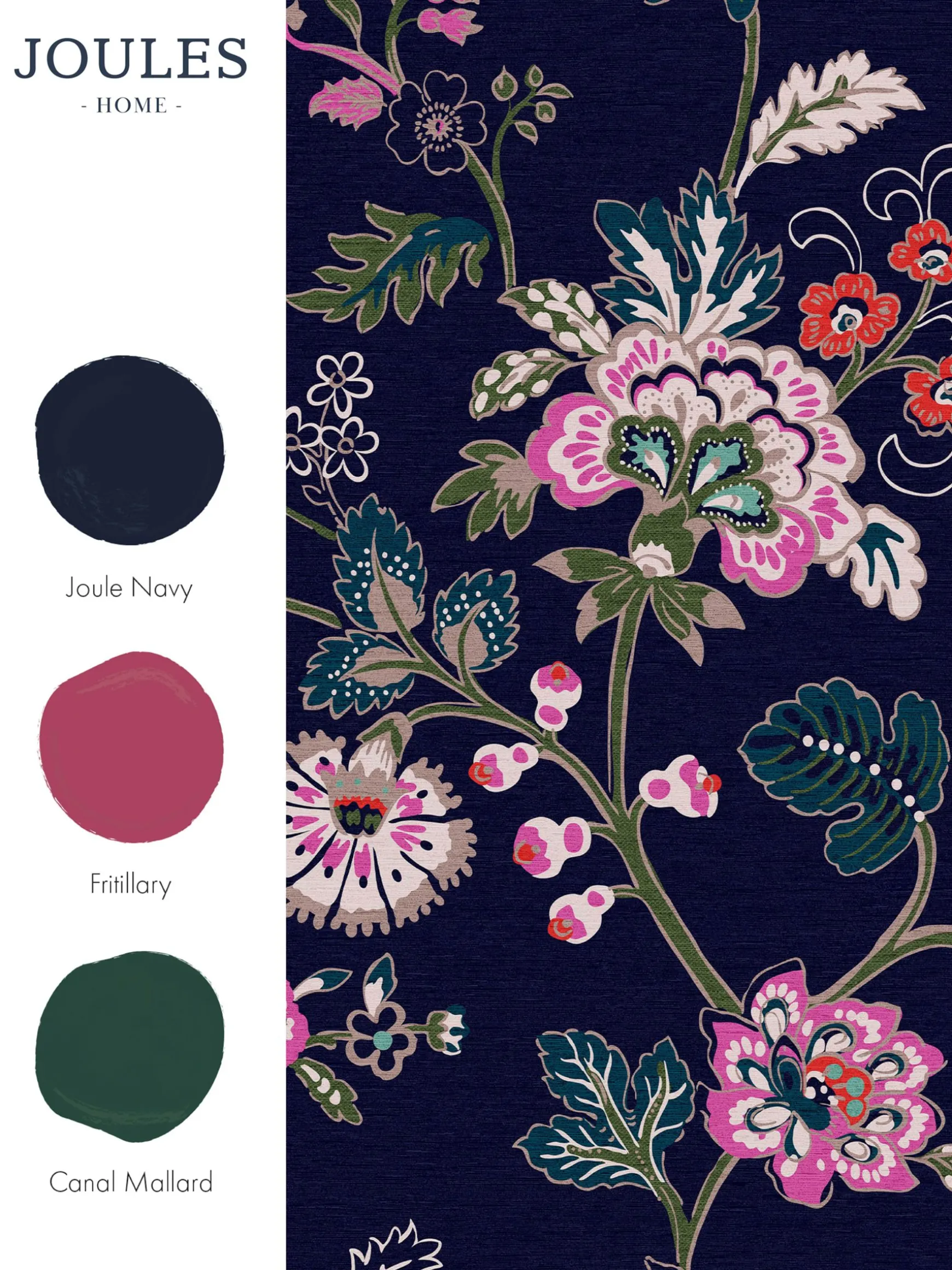 Royal Navy Vine Cottage Floral 10M Wallpaper