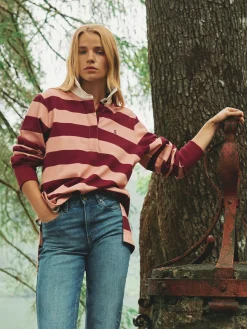 Sammie Pink & Red Striped Heavyweight Cotton Rugby Shirt