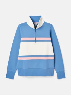 Tadley Blue & White Quarter Zip Sweatshirt