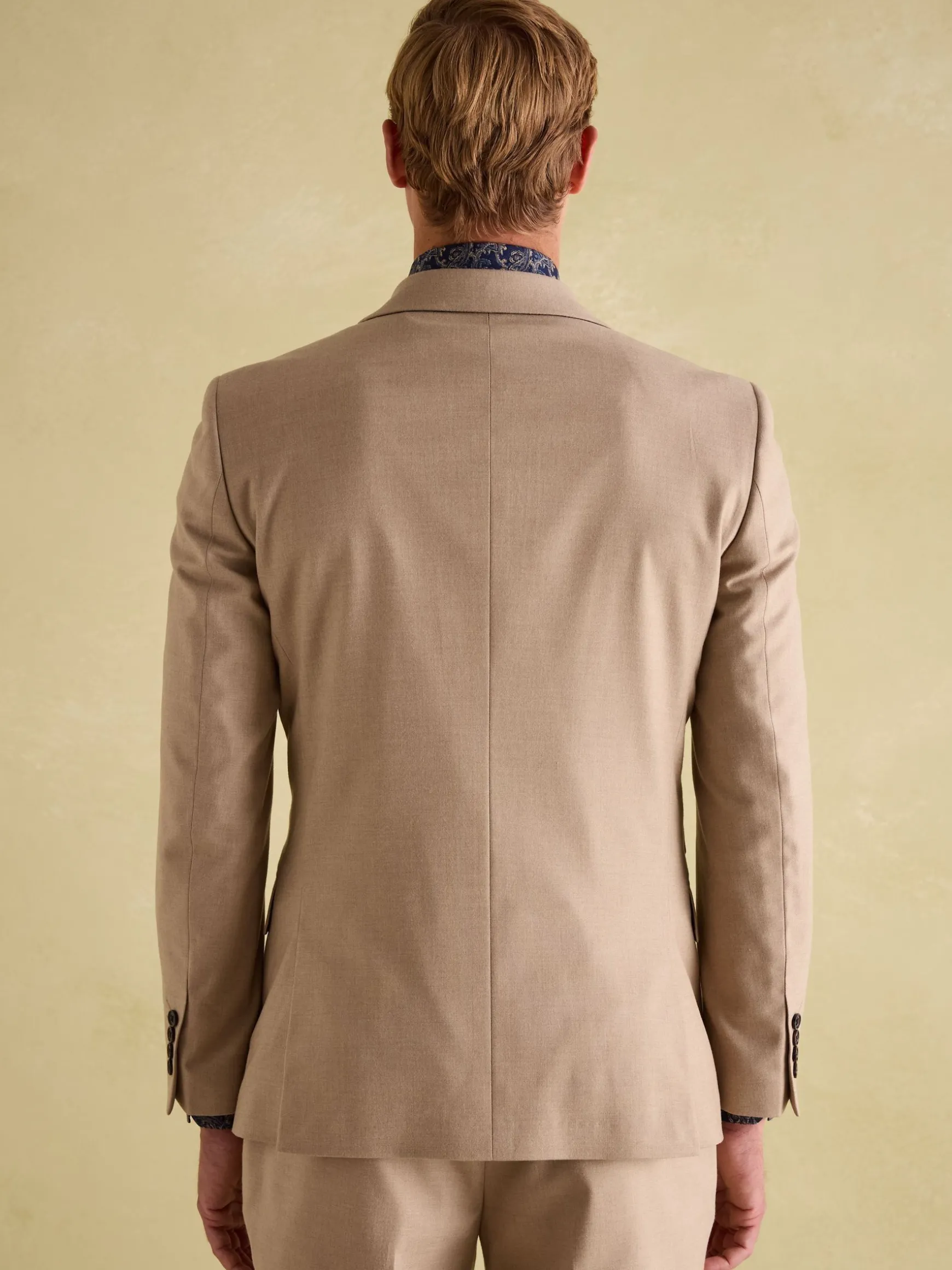 Tan Brown Slim Fit Flannel Suit Jacket