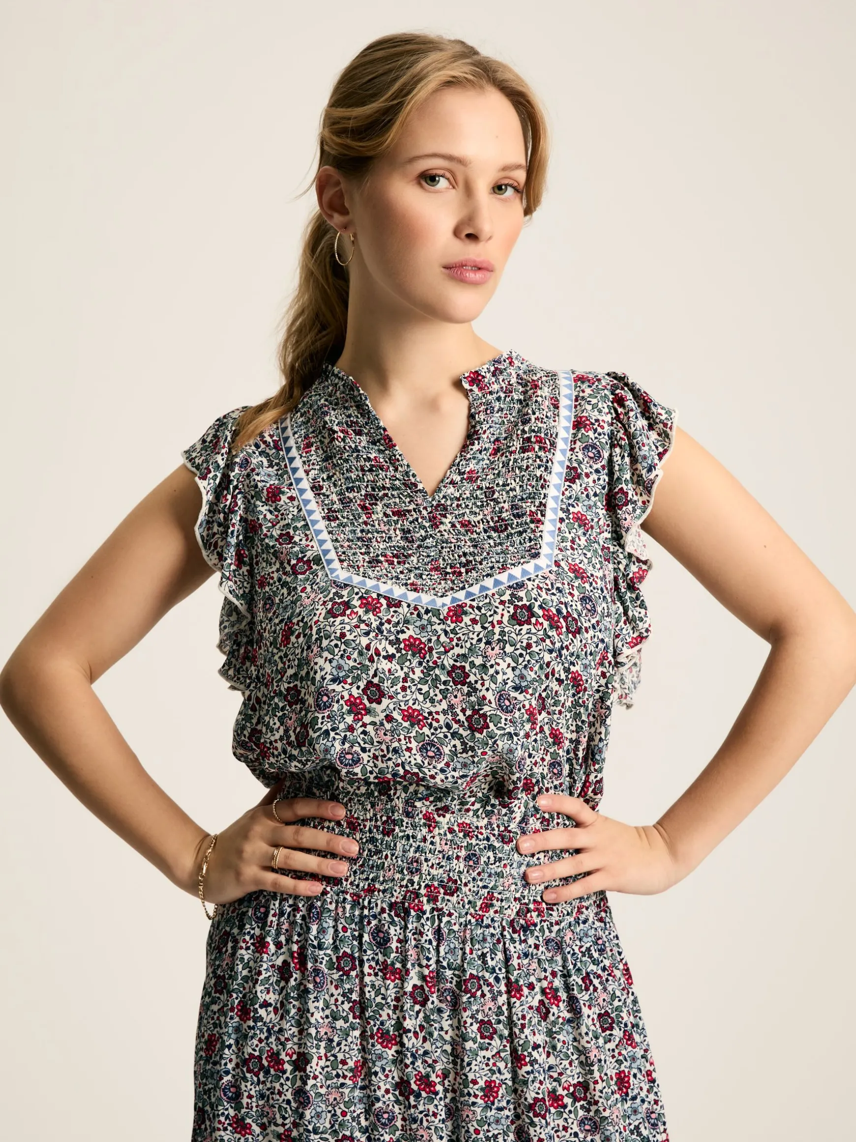 Verity Multi Frill Shoulder Sleeveless Blouse