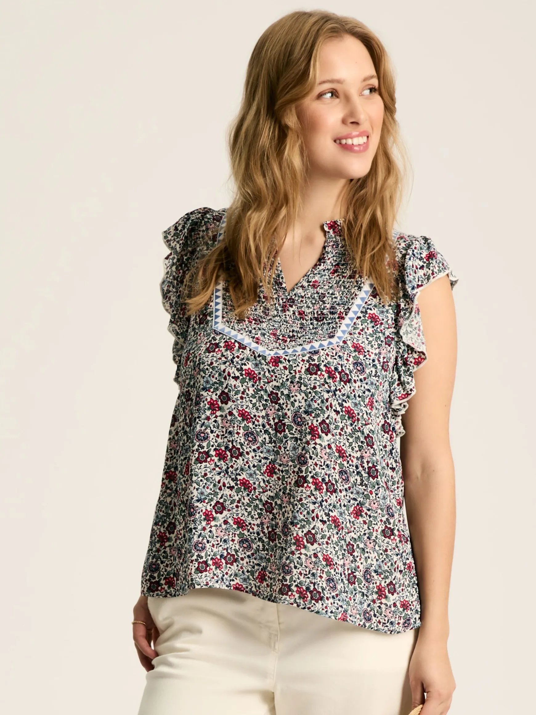 Verity Multi Frill Shoulder Sleeveless Blouse