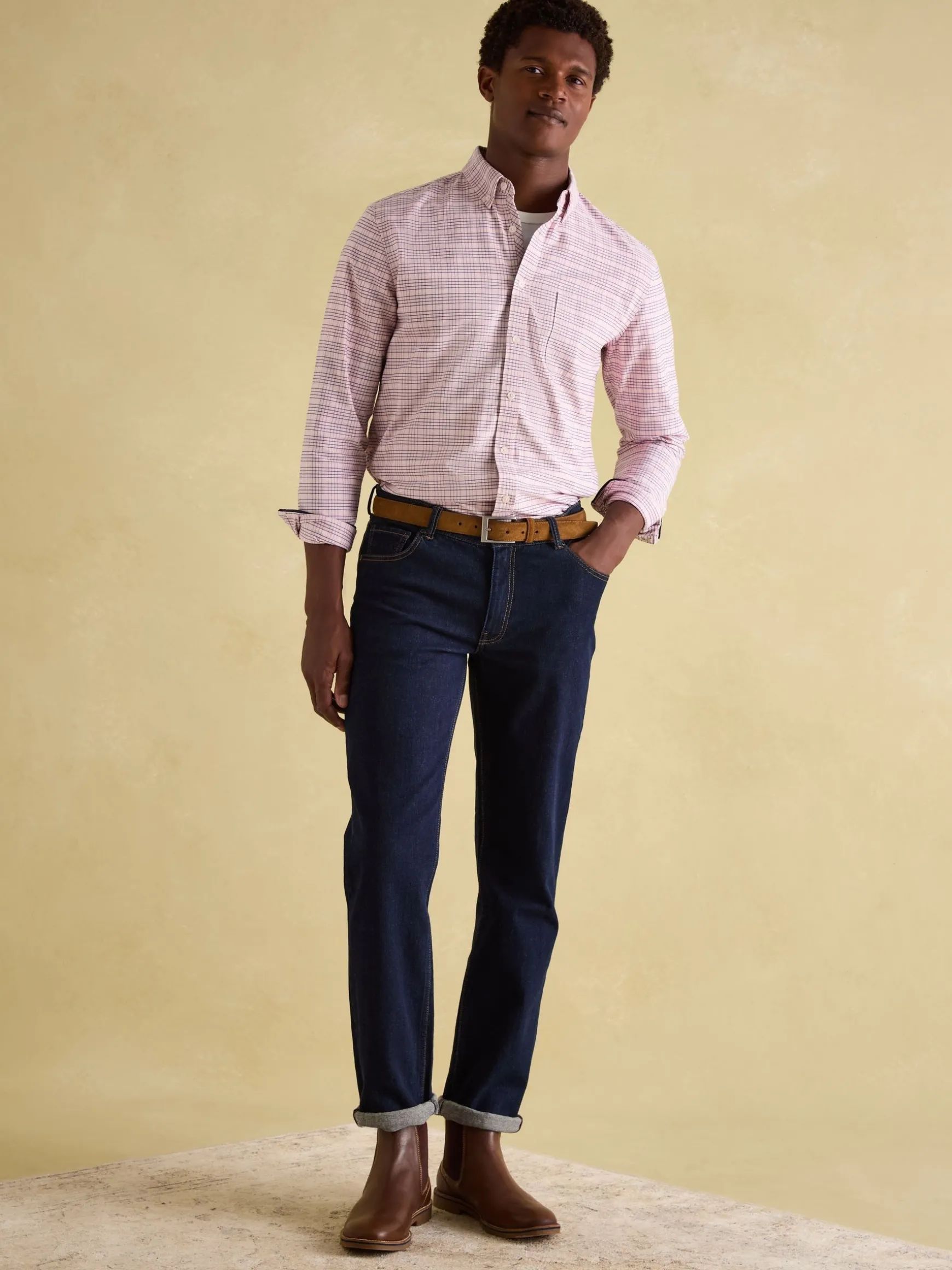 Welford Light Pink Cotton Check Shirt