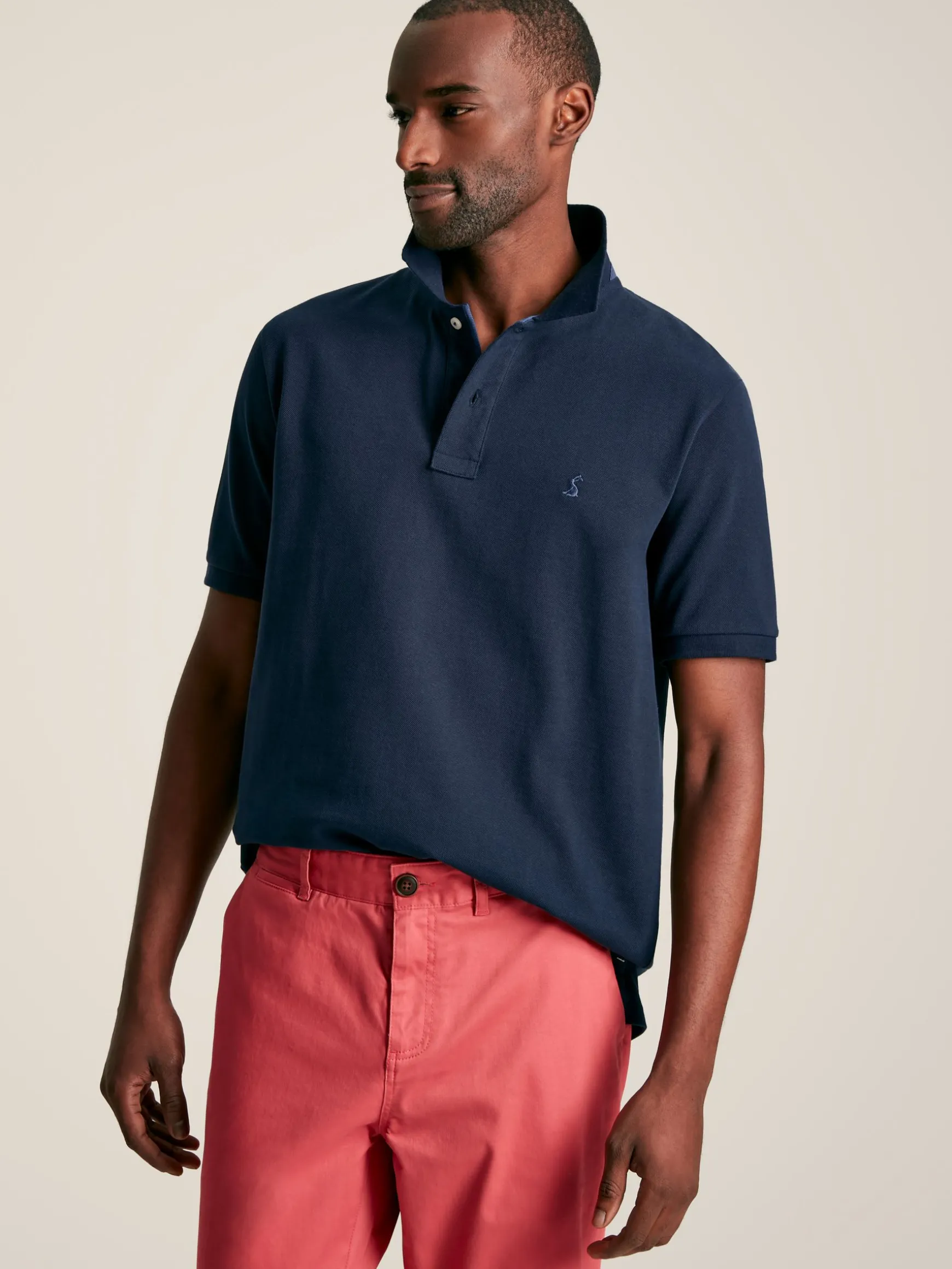 Woody Navy Blue Regular Fit Cotton Pique Polo Shirt